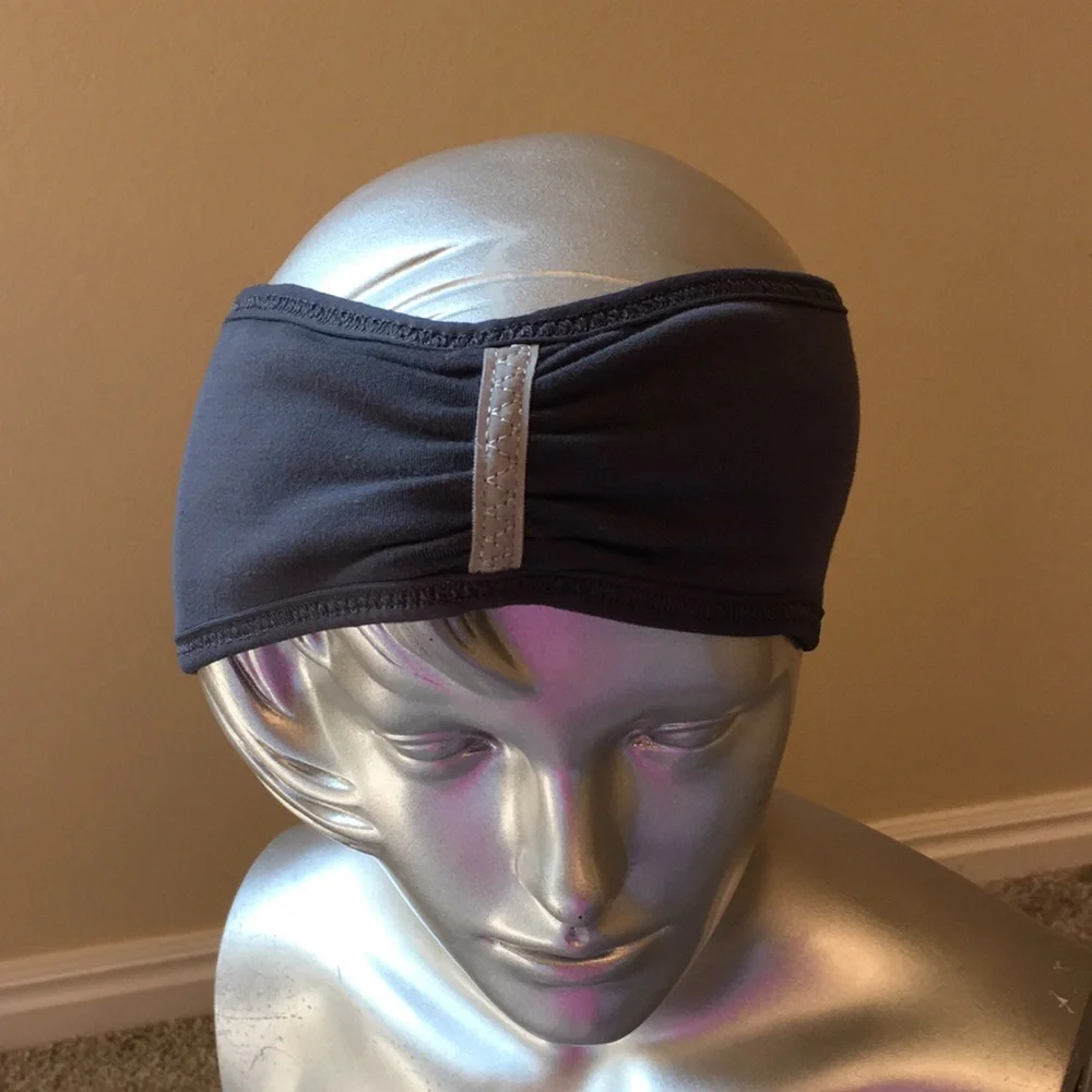 Lululemon Brisk Run Headband Macro Micro Stripe Polar Cream H. Silver Slate